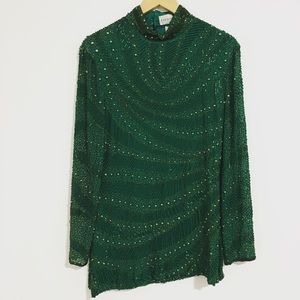 Vintage 1970’s Green Sequin Dress Top